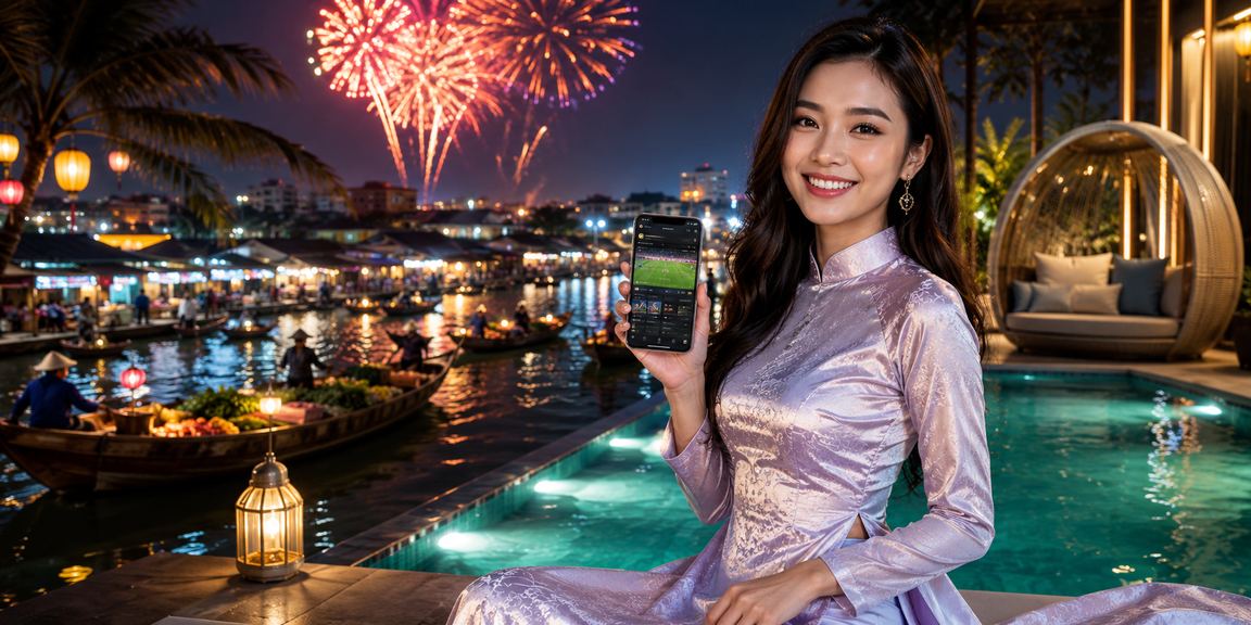 Phụ nữ Cần Thơ mặc áo dài sử dụng ứng dụng casino trên điện thoại