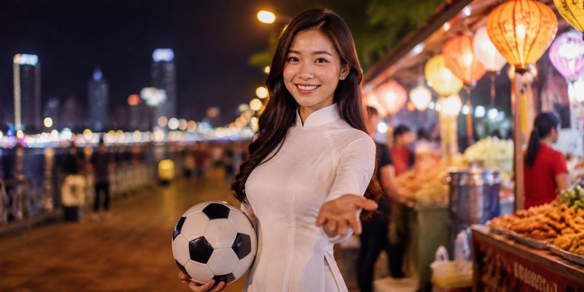 Phụ nữ mặc áo dài tại Đà Nẵng theo dõi trận bóng đá và đặt cược trên điện thoại