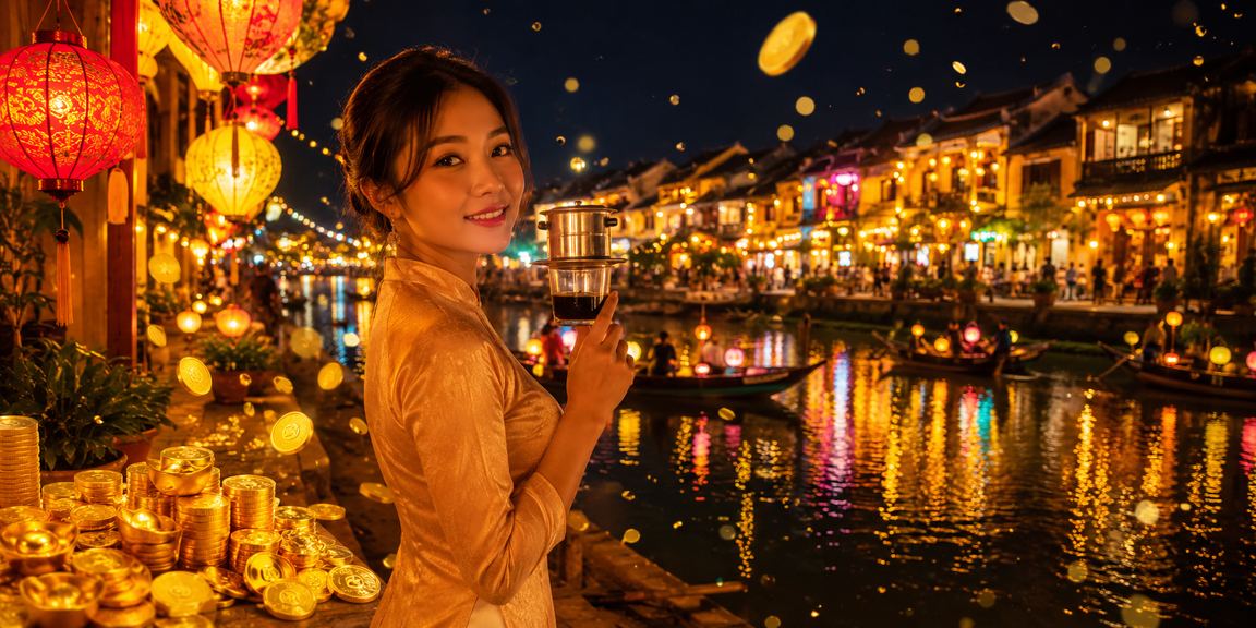 Người dùng tại Hội An đăng ký và nhận bonus khi uống cà phê buổi sáng